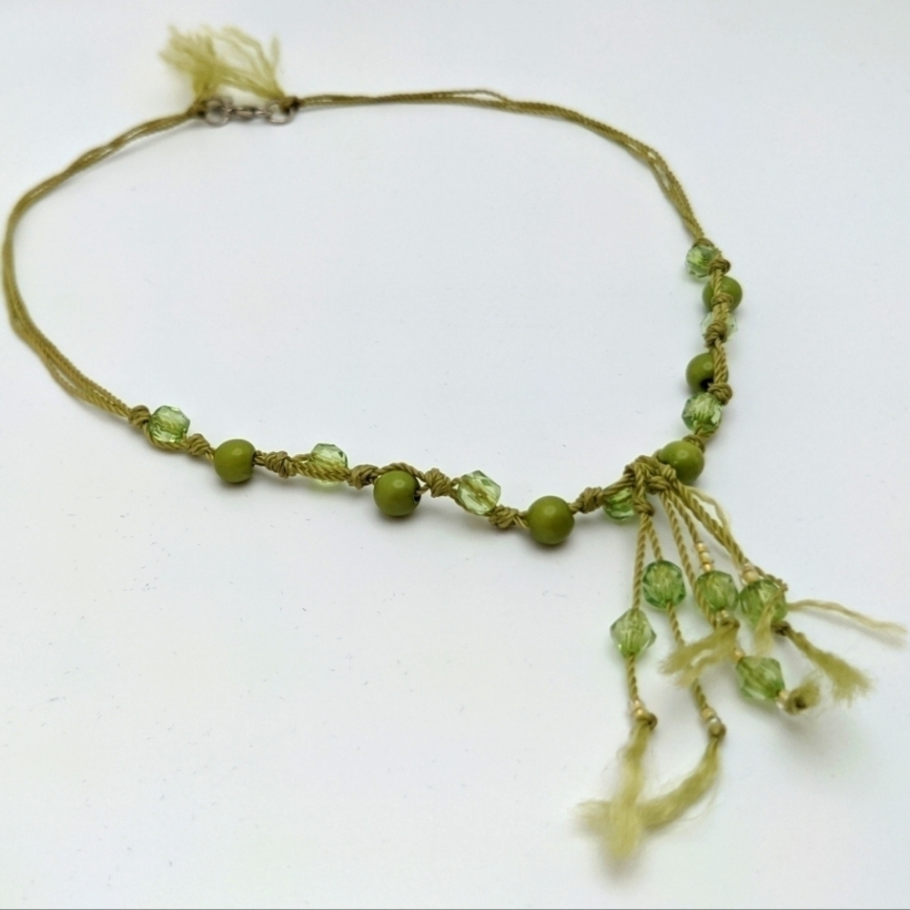90s Martini Green Tassel Choker